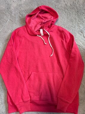 Men's Pink Hooded Pullover Sweatshirt